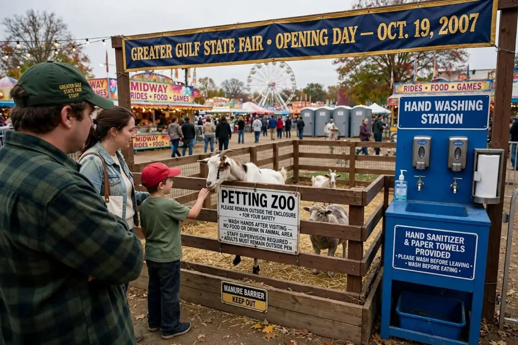 Illustration for the news story: Greater Gulf State Fair Opens in Mobile With Petting Zoo Safety Focus