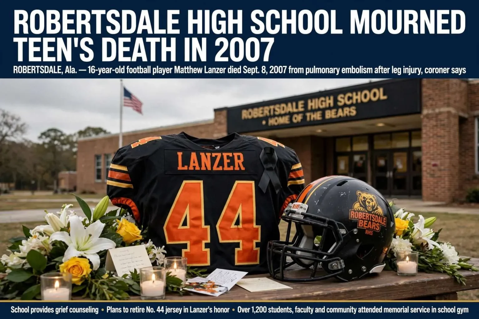 Illustration for the news story: Robertsdale High School Mourned Teen’s Death in 2007