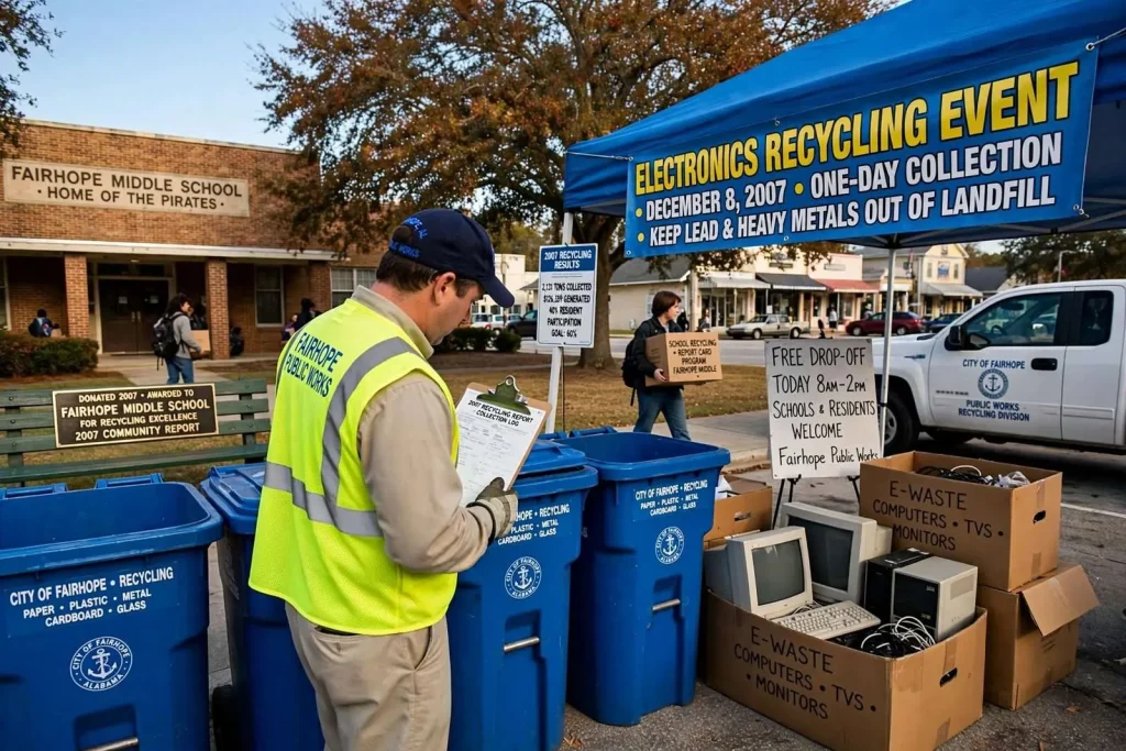 Illustration for the news story: Fairhope Recycling Program Highlighted in 2007 Community Report