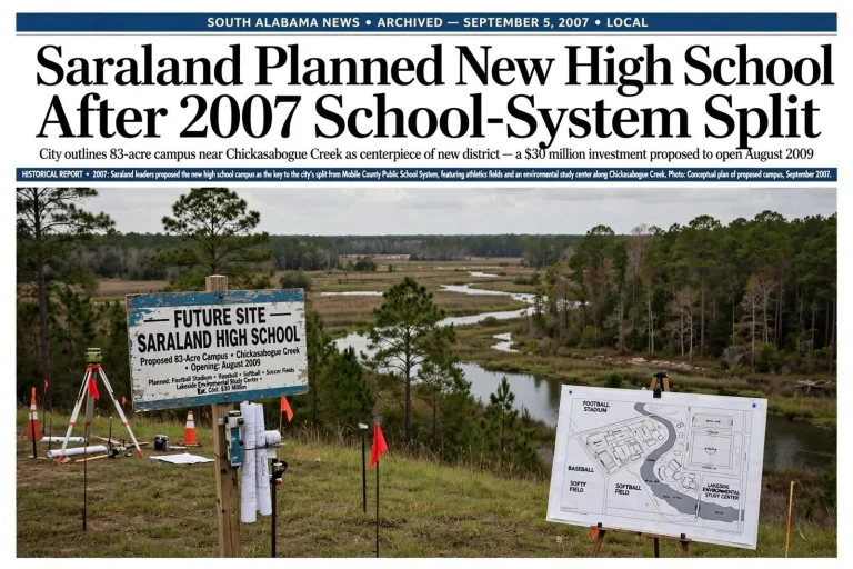Illustration for the news story: Saraland Planned New High School After 2007 School-System Split