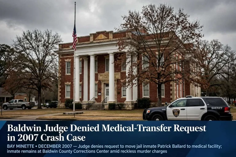 Illustration for the news story: Baldwin Judge Denied Medical-Transfer Request in 2007 Crash Case