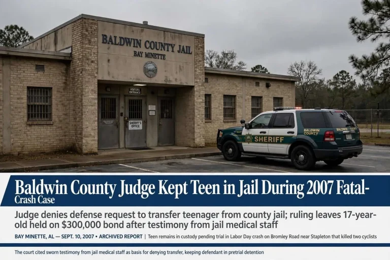 Illustration for the news story: Baldwin County Judge Kept Teen in Jail During 2007 Fatal-Crash Case
