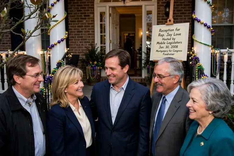 Illustration for the news story: Mobile Legislators Opened Their Homes for a Montgomery Congressional Hopeful as the Primary Neared