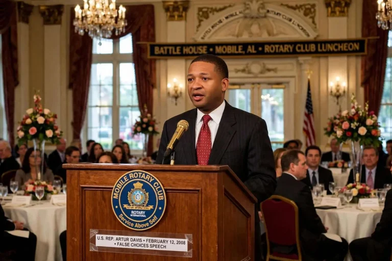 Illustration for the news story: A Birmingham Congressman Kept Turning Up in Mobile, and Everyone Knew Why