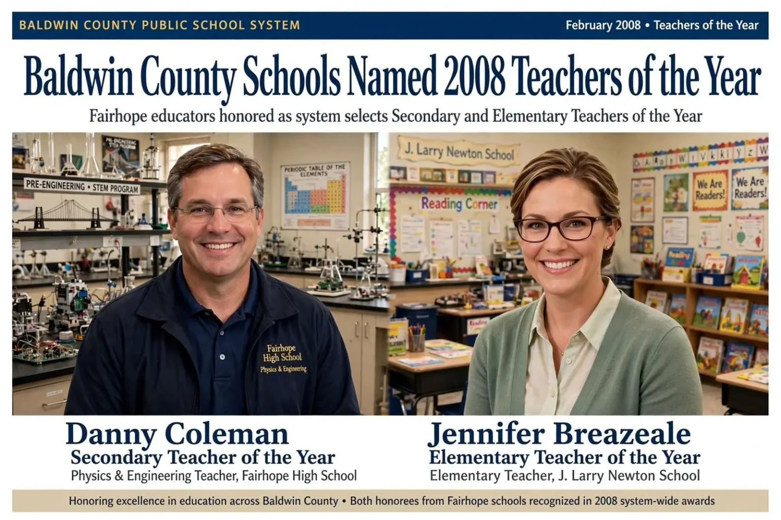 Illustration for the news story: Baldwin County Schools Named 2008 Teachers of the Year