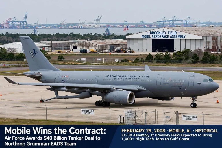 Illustration for the news story: Mobile Wins the Contract: Air Force Awards $40 Billion Tanker Deal to Northrop Grumman-EADS Team