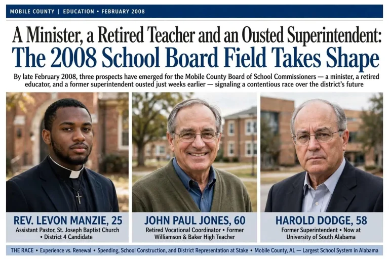 Illustration for the news story: A Minister, a Retired Teacher and an Ousted Superintendent: The 2008 School Board Field Takes Shape