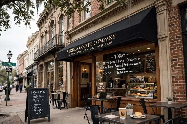 Illustration for the news story: Serda’s Coffee Company Opens on Royal Street, Filling a Downtown Mobile Void