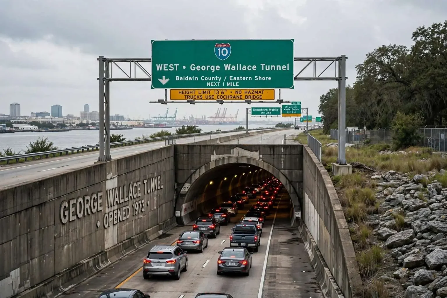 Illustration for the news story: As Mobile Grows, Old Debate Over the George Wallace Tunnel Resurfaces