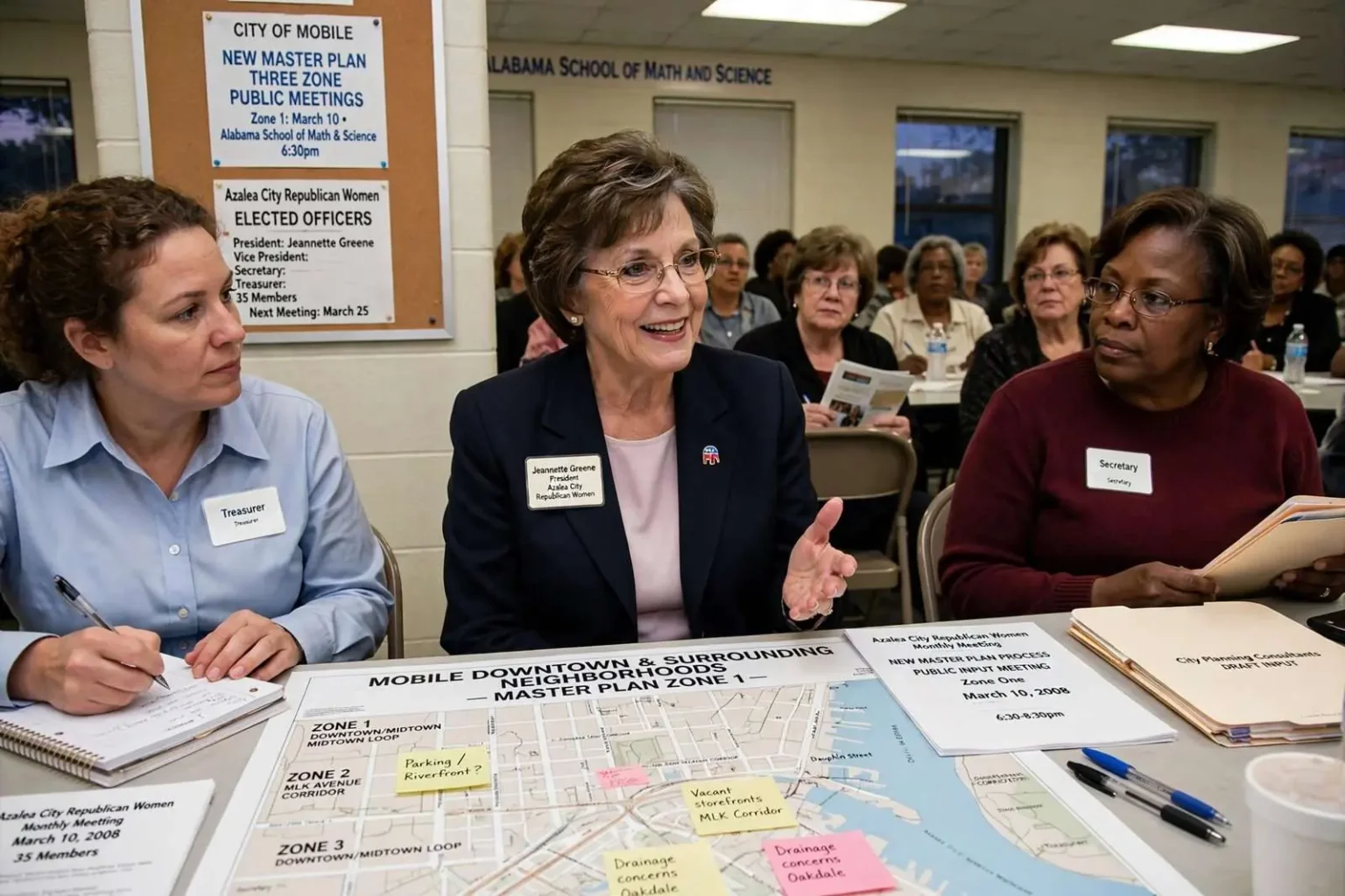 Illustration for the news story: Republican Women Elect Officers as Mobile Opens a New Master Plan Process