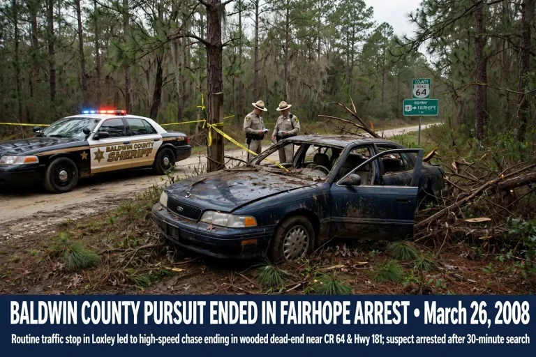 Illustration for the news story: Baldwin County Pursuit Ended in Fairhope Arrest in 2008