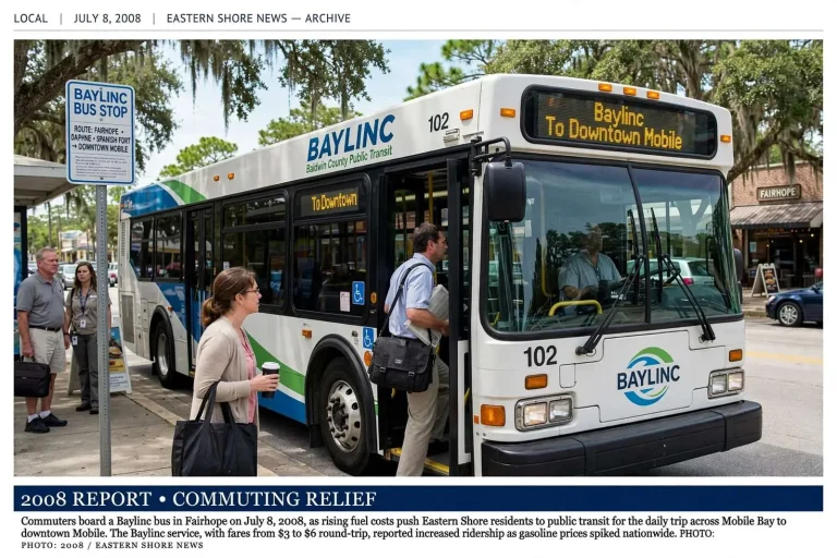 Illustration for the news story: 2008 Report: Baylinc Buses Helped Eastern Shore Commuters Cut Fuel Costs