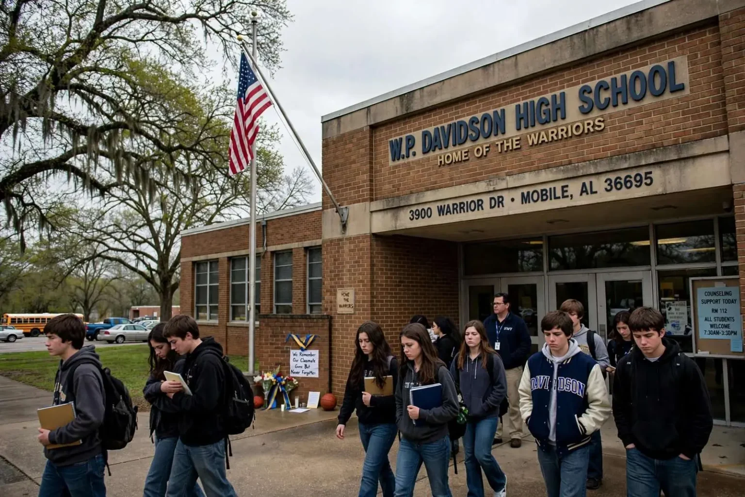 Illustration for the news story: Davidson High School Resumed Classes After Student Death in 2008