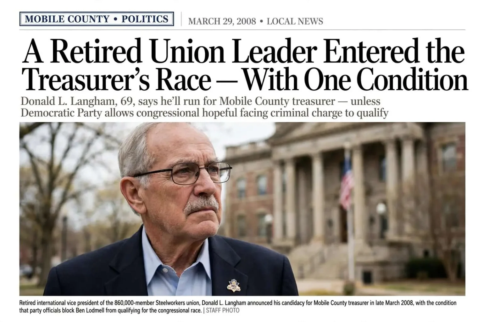 Illustration for the news story: A Retired Union Leader Entered the Treasurer’s Race — With One Condition