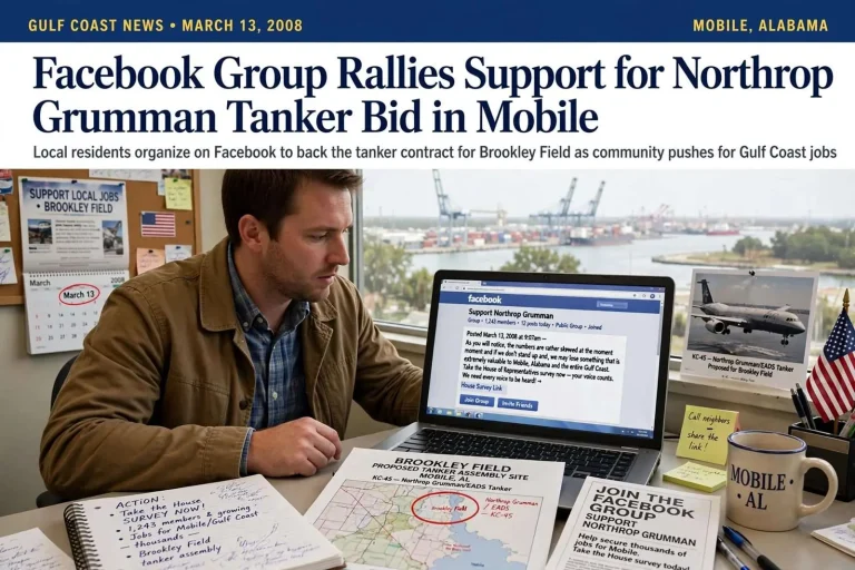 Illustration for the news story: Facebook Group Rallies Support for Northrop Grumman Tanker Bid in Mobile