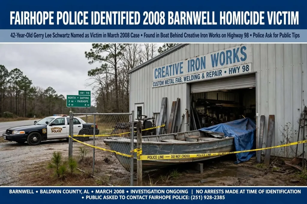 Illustration for the news story: Fairhope Police Identified 2008 Barnwell Homicide Victim