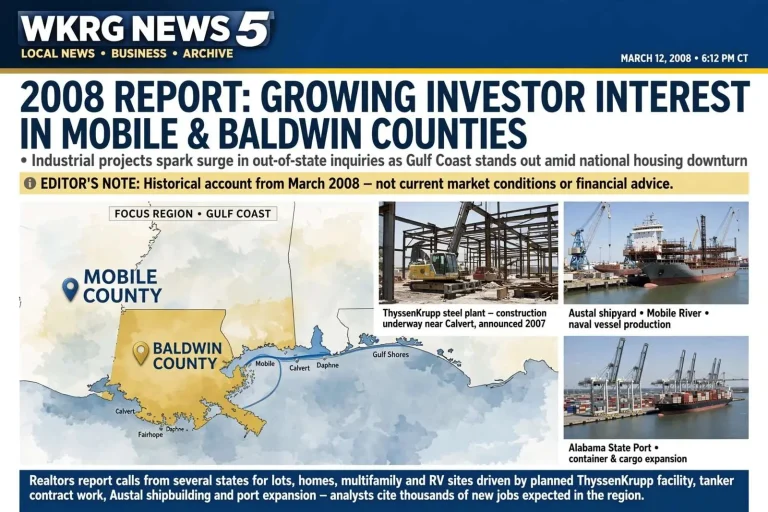 Illustration for the news story: 2008 Report Described Growing Investor Interest in Mobile and Baldwin Counties