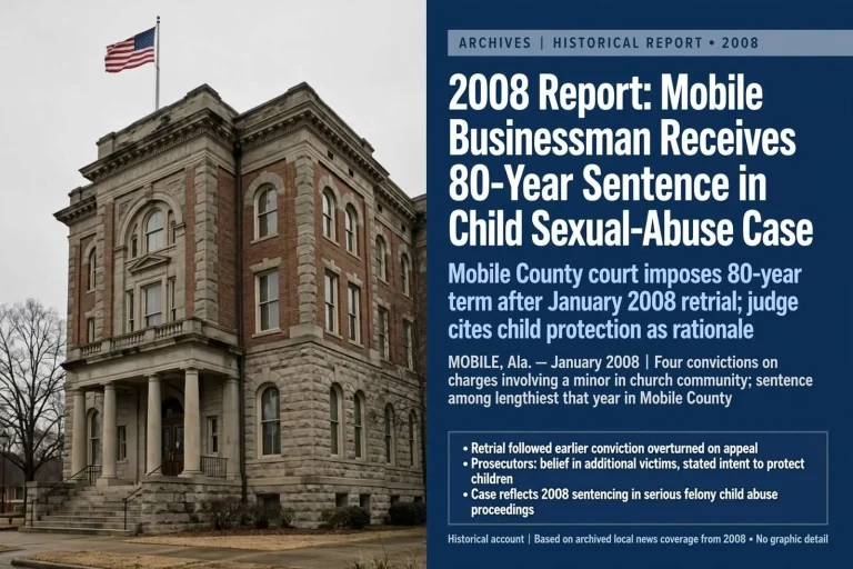 Illustration for the news story: 2008 Report: Mobile Businessman Received 80-Year Sentence in Child Sexual-Abuse Case