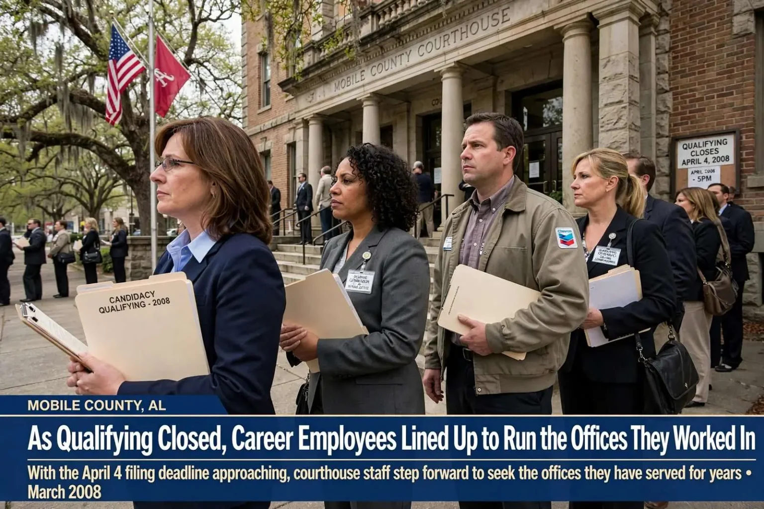 Illustration for the news story: As Qualifying Closed, Career Employees Lined Up to Run the Offices They Worked In