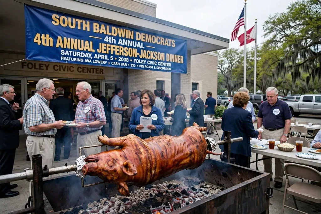 Illustration for the news story: Byrne, Brooks and a Pig Roast: The Parties Worked the Coast