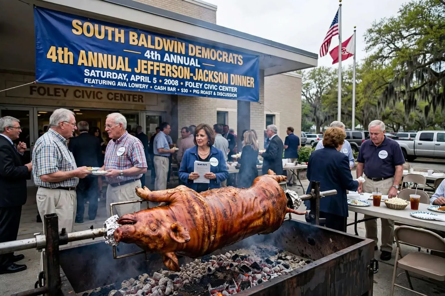 Illustration for the news story: Byrne, Brooks and a Pig Roast: The Parties Worked the Coast