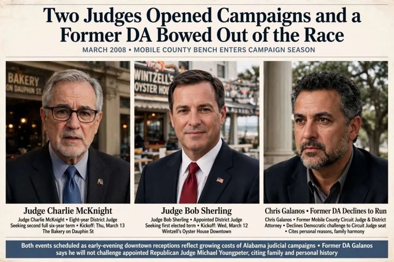 Illustration for the news story: Two Judges Opened Campaigns and a Former DA Bowed Out of the Race