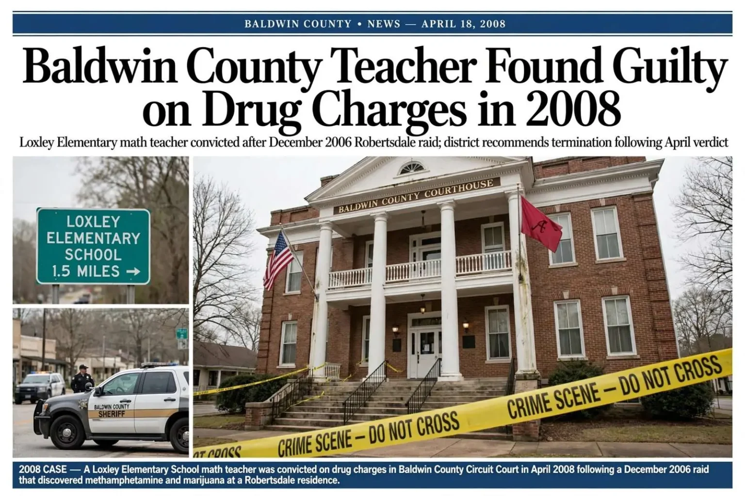Illustration for the news story: Baldwin County Teacher Found Guilty on Drug Charges in 2008