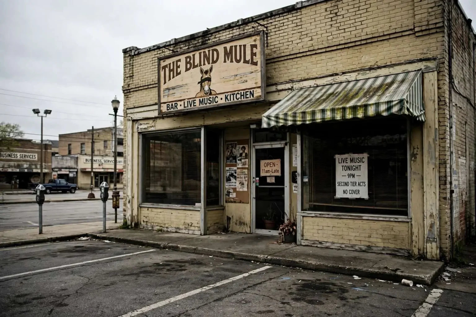Illustration for the news story: Two Meals at The Blind Mule, and Both of Them Were the Last