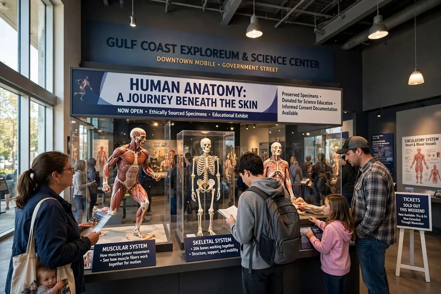 Illustration for the news story: Gulf Coast Exploreum’s Cadaver Exhibit Controversy Fizzles Into a Ticket-Selling Hit