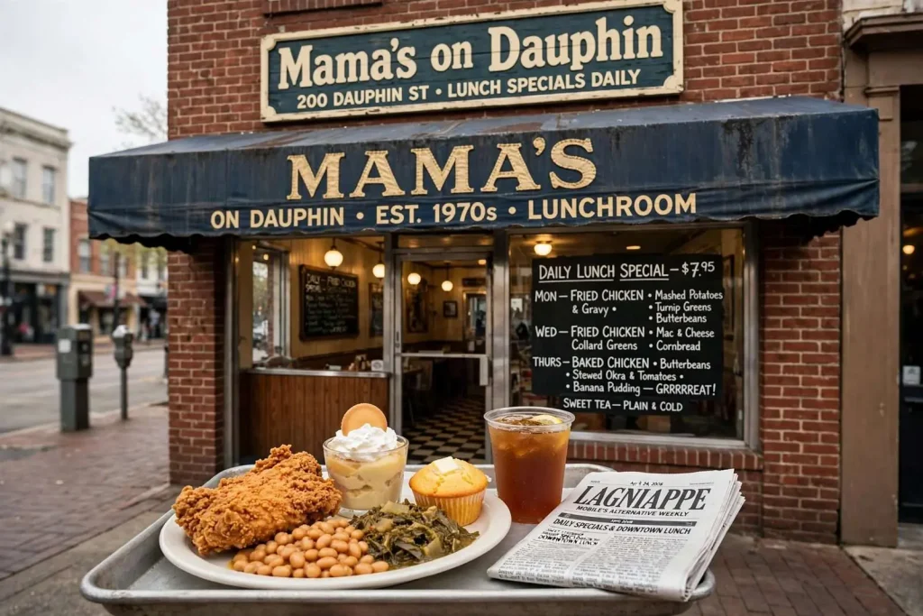 Illustration for the news story: Mama’s on Dauphin, Where the Lunch Special Is the Only Order Worth Making