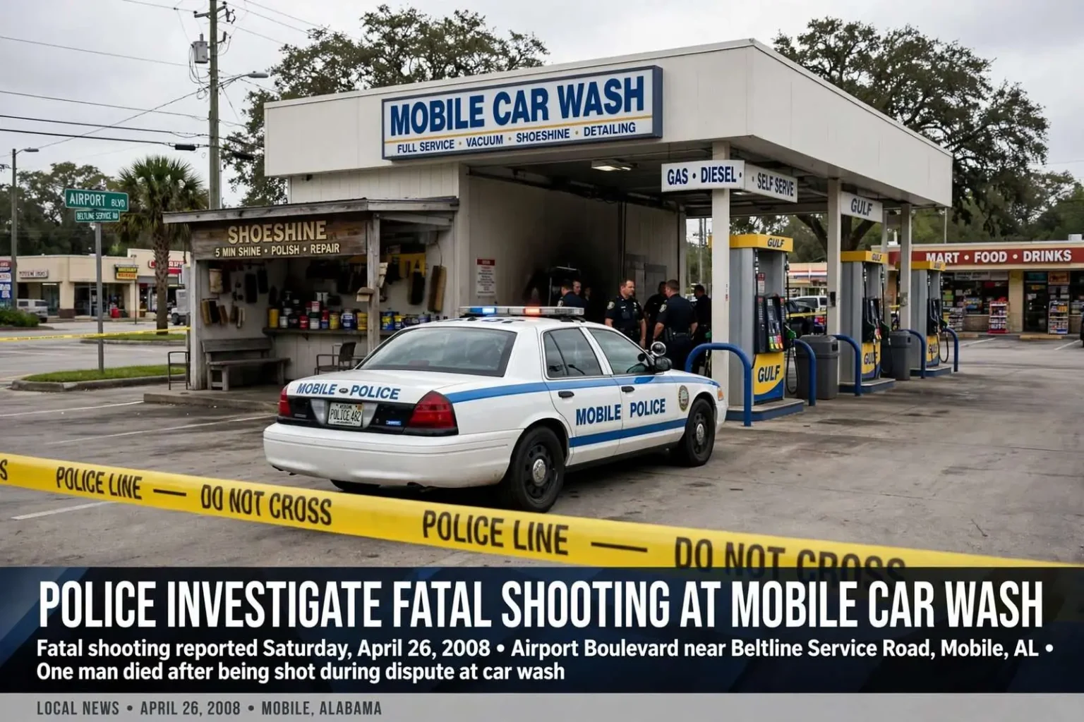 Illustration for the news story: Police Investigated Fatal Shooting at Mobile Car Wash in 2008