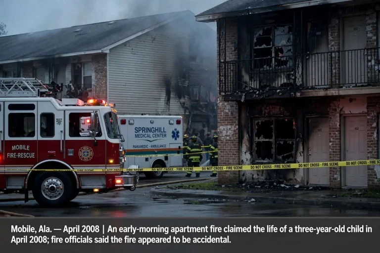 Illustration for the news story: Mobile Child Died in 2008 Apartment Fire, Authorities Said