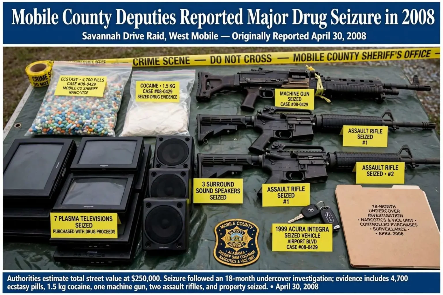 Illustration for the news story: Mobile County Deputies Reported Major Drug Seizure in 2008