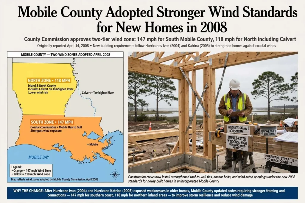 Illustration for the news story: Mobile County Adopted Stronger Wind Standards for New Homes in 2008