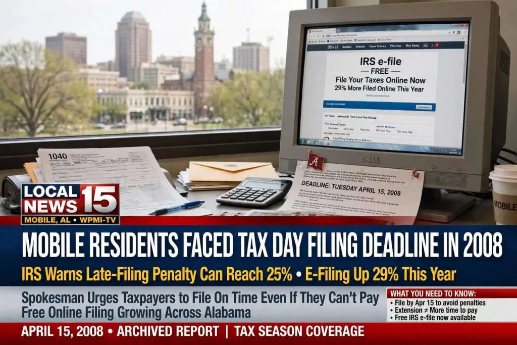 Illustration for the news story: Mobile Residents Faced Tax Day Filing Deadline in 2008