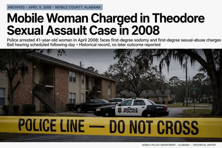 Illustration for the news story: Mobile Woman Charged in Theodore Sexual Assault Case in 2008