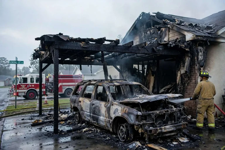 Illustration for the news story: Van Fire Damaged Theodore Home in 2008