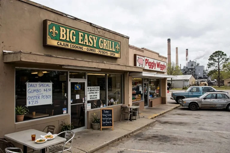 Illustration for the news story: A Katrina Refugee Restaurant Finds a Second Life in a Paper Mill Town