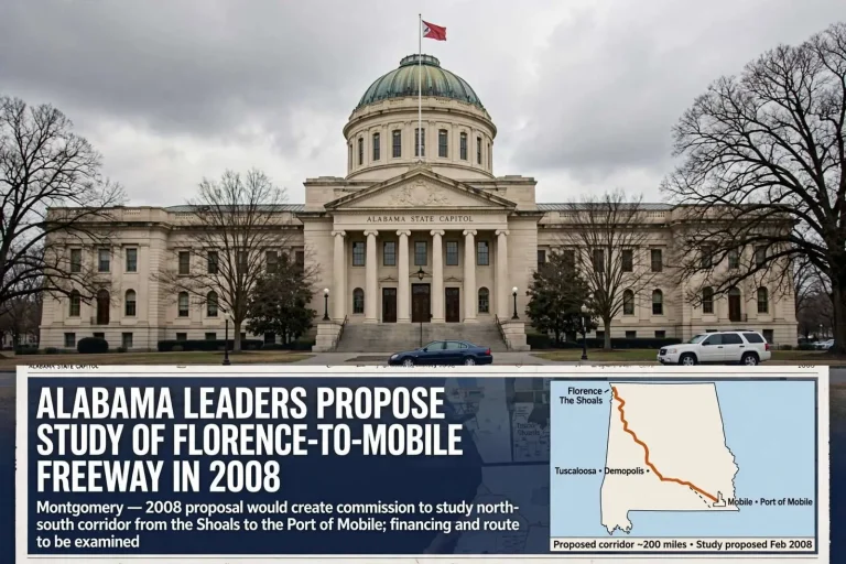 Illustration for the news story: Alabama Leaders Proposed Study of Florence-to-Mobile Freeway in 2008