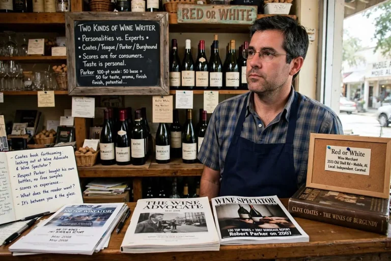 Illustration for the news story: Scores, Snobs and Robert Parker: A Mobile Wine Merchant on What Wine Writing Is For
