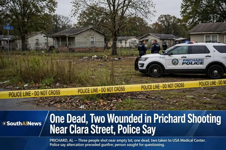 Illustration for the news story: One Dead, Two Wounded in Prichard Shooting Near Clara Street, Police Say