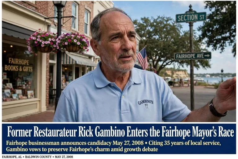 Illustration for the news story: Former Restaurateur Rick Gambino Enters the Fairhope Mayor’s Race