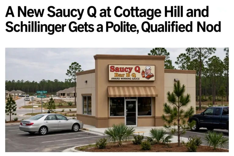Illustration for the news story: A New Saucy Q at Cottage Hill and Schillinger Gets a Polite, Qualified Nod