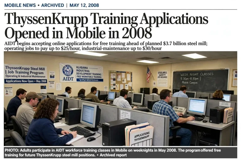 Illustration for the news story: ThyssenKrupp Training Applications Opened in Mobile in 2008