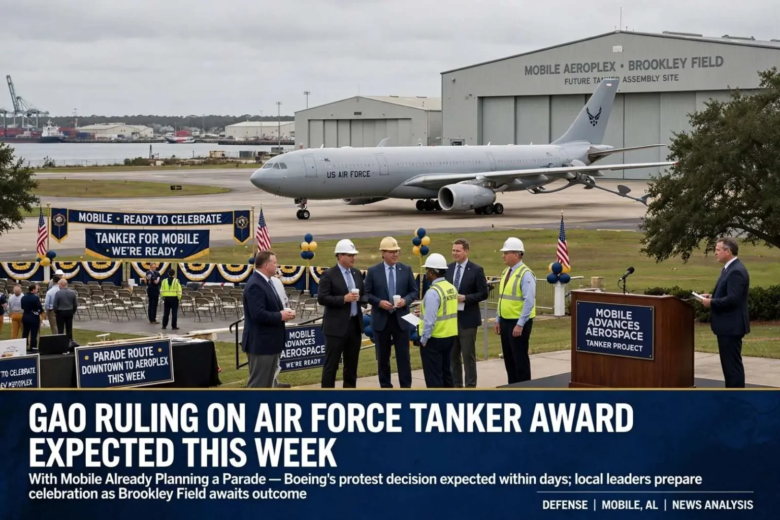 Illustration for the news story: GAO Ruling on Air Force Tanker Award Expected This Week, With Mobile Already Planning a Parade