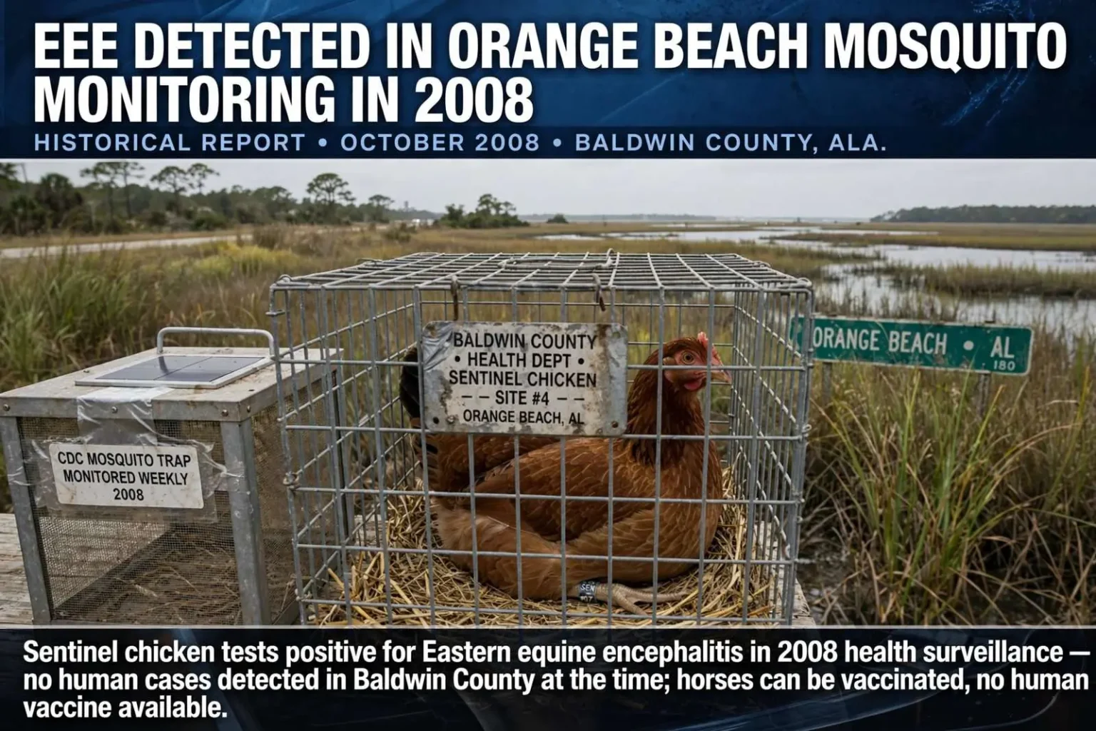 Illustration for the news story: EEE Detected in Orange Beach Mosquito Monitoring in 2008