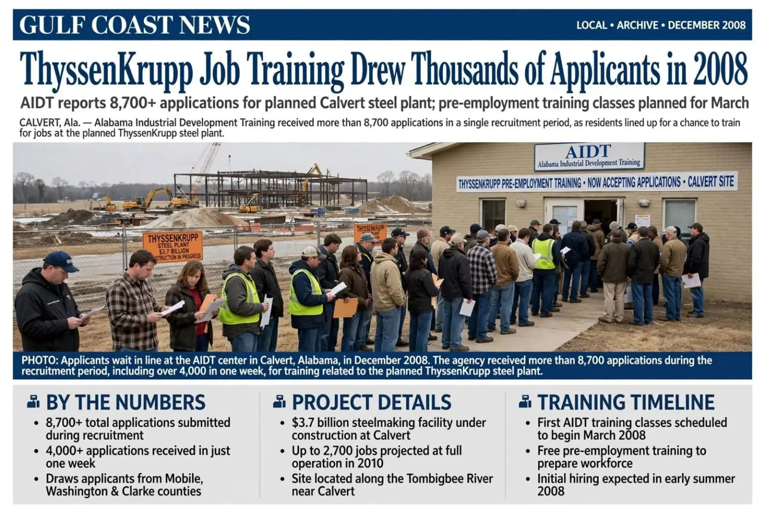 Illustration for the news story: ThyssenKrupp Job Training Drew Thousands of Applicants in 2008