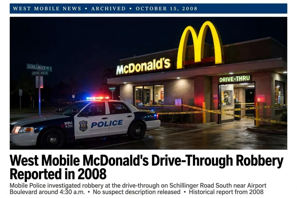 Illustration for the news story: West Mobile McDonald’s Drive-Through Robbery Reported in 2008