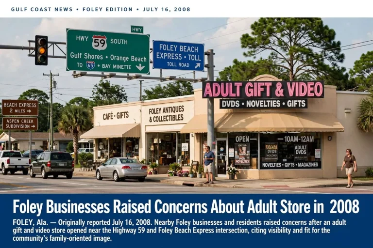 Illustration for the news story: Foley Businesses Raised Concerns About Adult Store in 2008