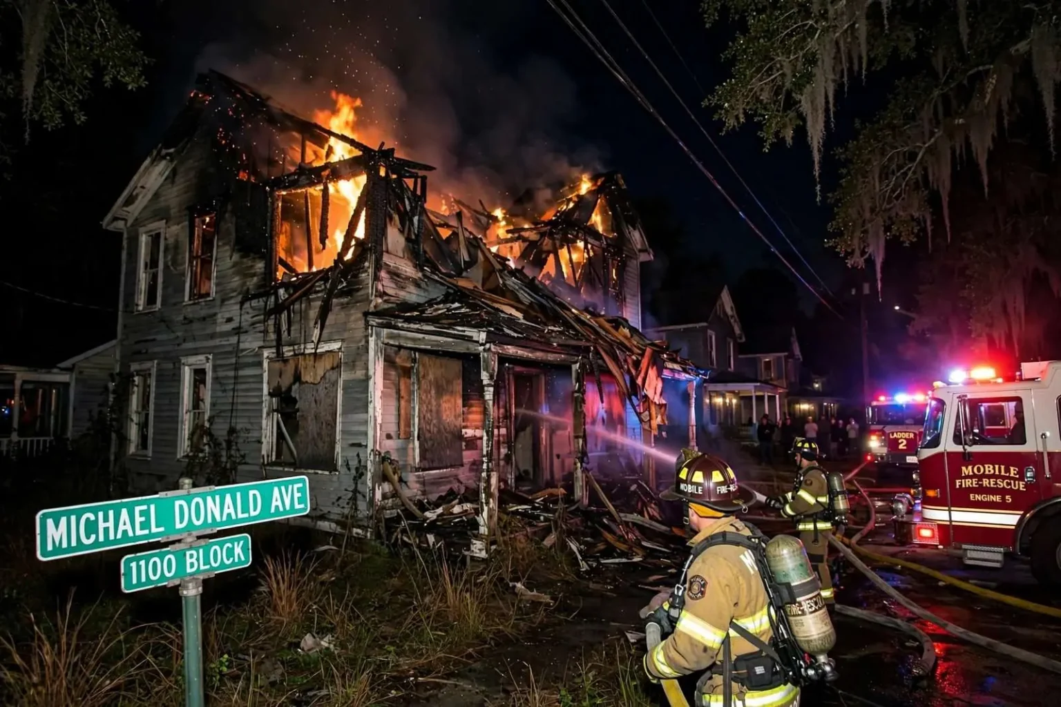 Illustration for the news story: Mobile Firefighters Contained Two-Alarm Vacant-Home Fire in 2008